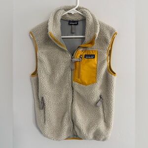 Women’s Patagonia Yellow and Cream Retro Vest Excellent Condition Size Small